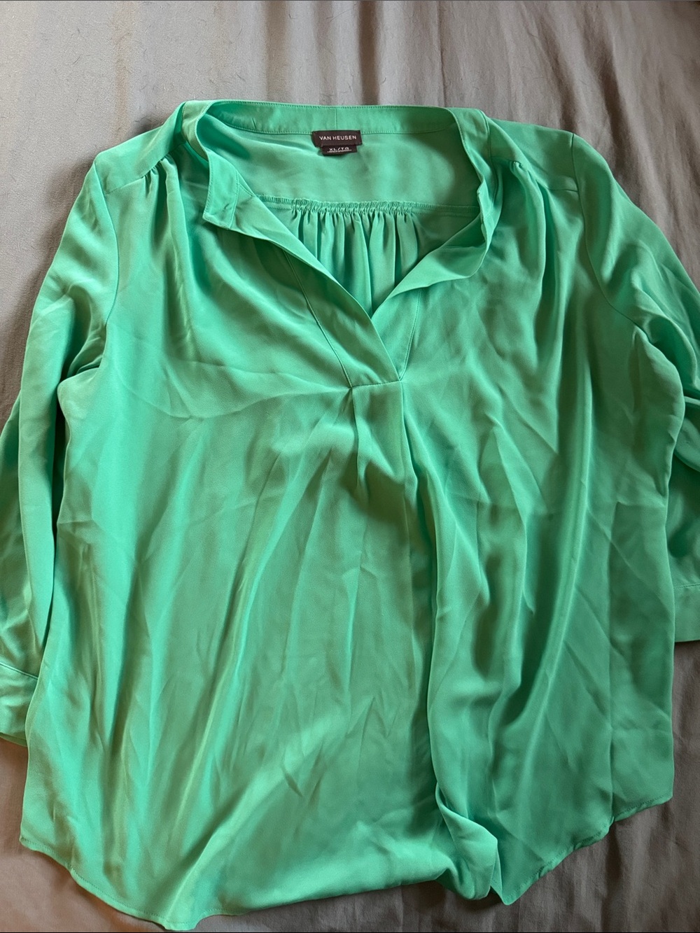 Van Heusen Mint Green V-Neck Blouse